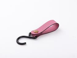 Engraving Leather Bag Hanger (Pink/Black, 2*12cm)