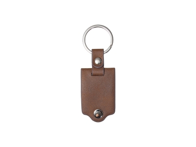 Sublimation Keychain with Engraved Leather Cover(3.5*7.5cm, Brown)