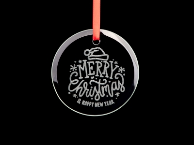 3.5&quot; Engraved Glass Ornament (Circle)
