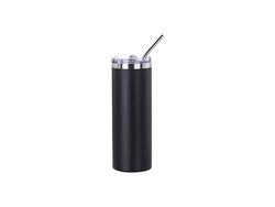 Laserable Blanks 20oz/600ml Powder Coated SS  Tumbler with Straw &amp; Waterproof Flip Lid(Black)