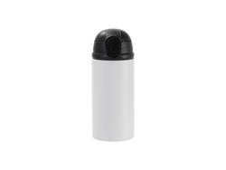 Laserable Blanks 12oz/360ml Powder Coated Kids SS Bottle with Silicon Straw&amp;Black Lid(White)