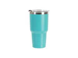 Laserable Blanks 30oz/900ml Powder Coated Ringneck Grip SS Tumbler with Straw(Mint Green)