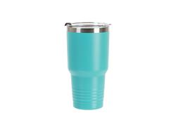 Laserable Blanks 30oz/900ml Powder Coated Ringneck Grip SS Tumbler with Straw(Mint Green)