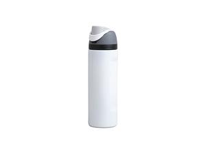 24oz/700ml Powder Coated Stainless Steel Water Bottle with Flip One Touch Portable Lid (White)