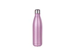 17oz/500ml Glitter Stainless Steel Cola Shaped Bottle(Laserable,Pink)